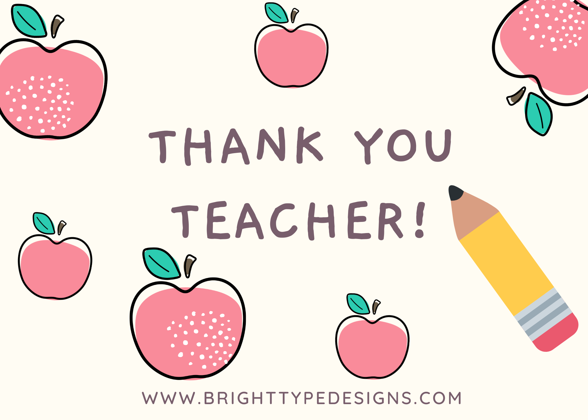 Teacher Gift Card – Bright Type Designs